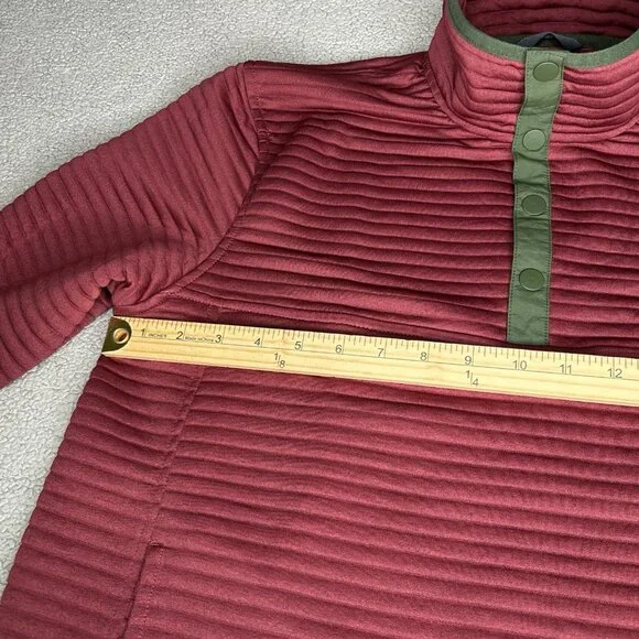 L.L. Bean Pullover Mens Medium Airlight Knit Red Textured Snap Mock Neck Casual - Picture 6 of 11